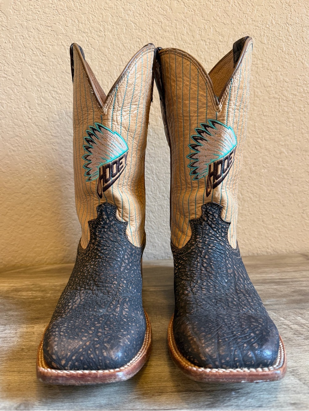 Twisted X Hooey Leather Wide Square Toe Western Cowboy Boots Mens 9 D - Picture 4 of 16
